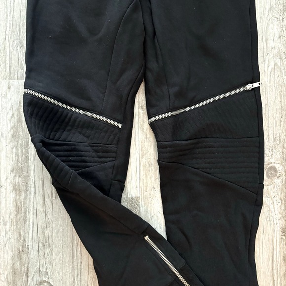 ZARA Man Zipper Knit Jogger Pants Medium Black Moto Sweatpants - Picture 4 of 7